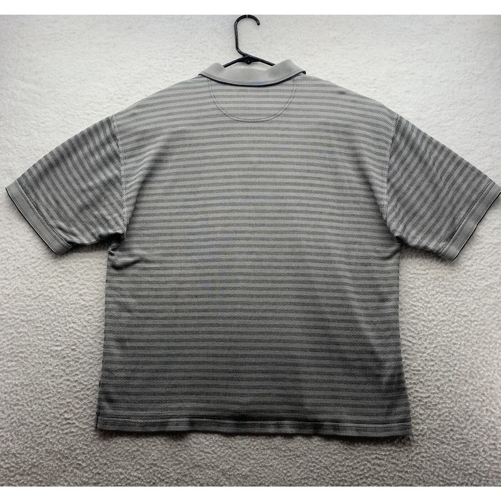 Tommy Bahama Polo Golf Shirt Mens XL X-Large Gray Striped Silk Blend Relaxed Fit - Picture 5 of 10